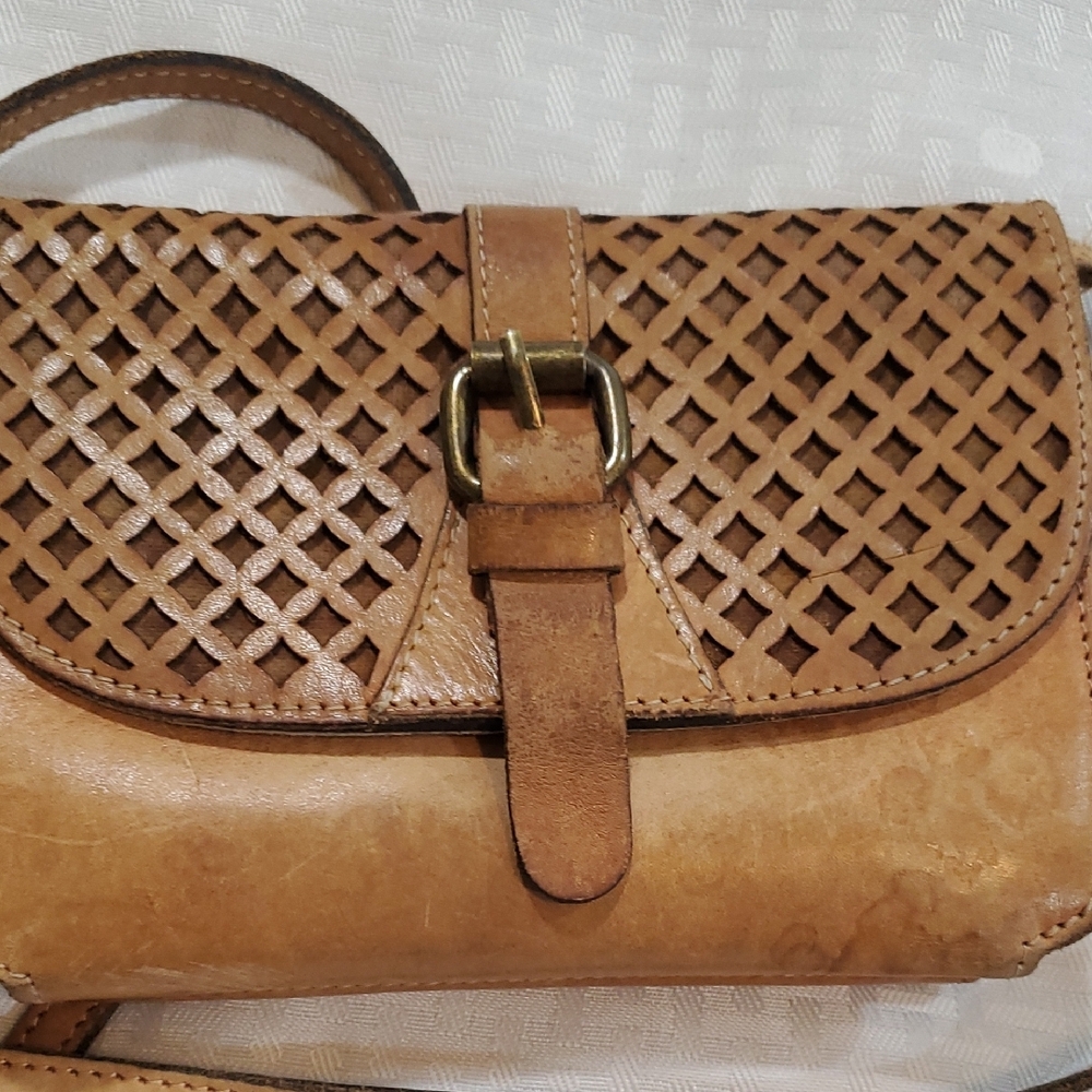 Patricia Nash Tori Brown Lattice Crossbody Bag - Picture 14 of 14